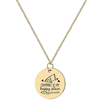 Camping Is My Happy Place Charm Necklace