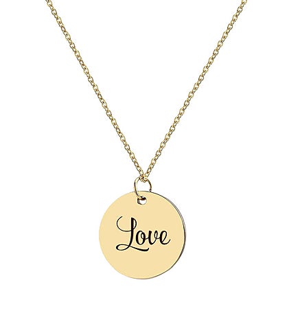 Love Engraved Stainless Steel Charm Necklace