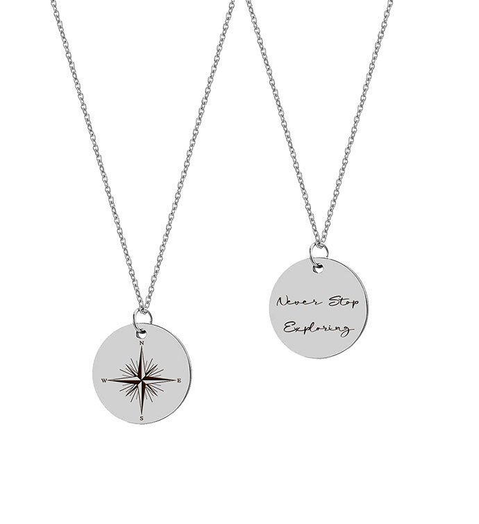 Never Stop Exploring Compass Necklace