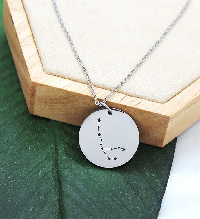 Round Silver Constellation Star Necklace