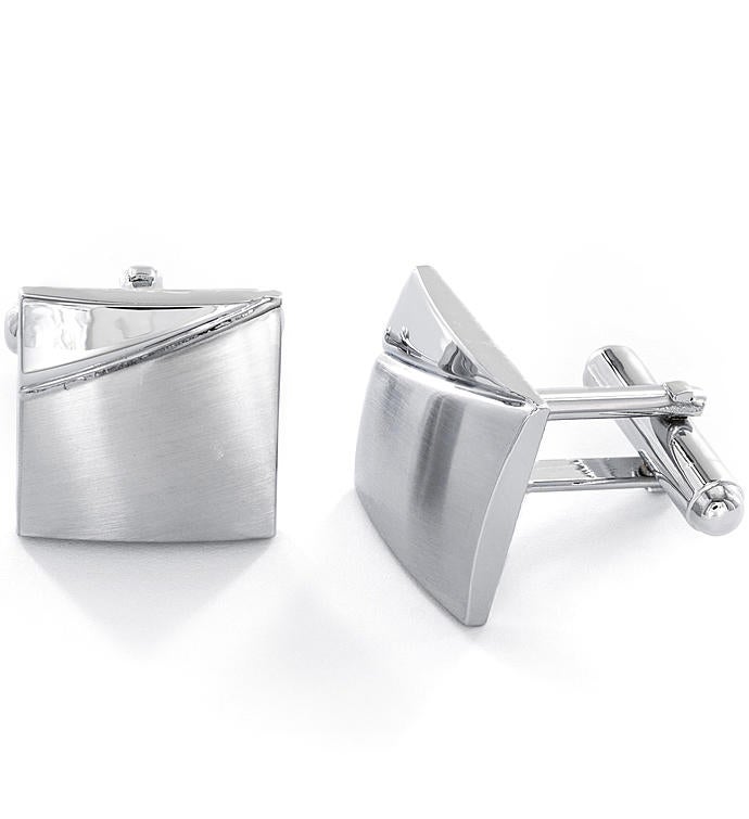 Brushed & High Polished Stainless Steel Cufflinks