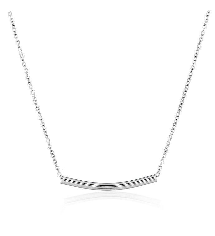 Plated Dainty Cylinder Bar Stainless Steel Necklace
