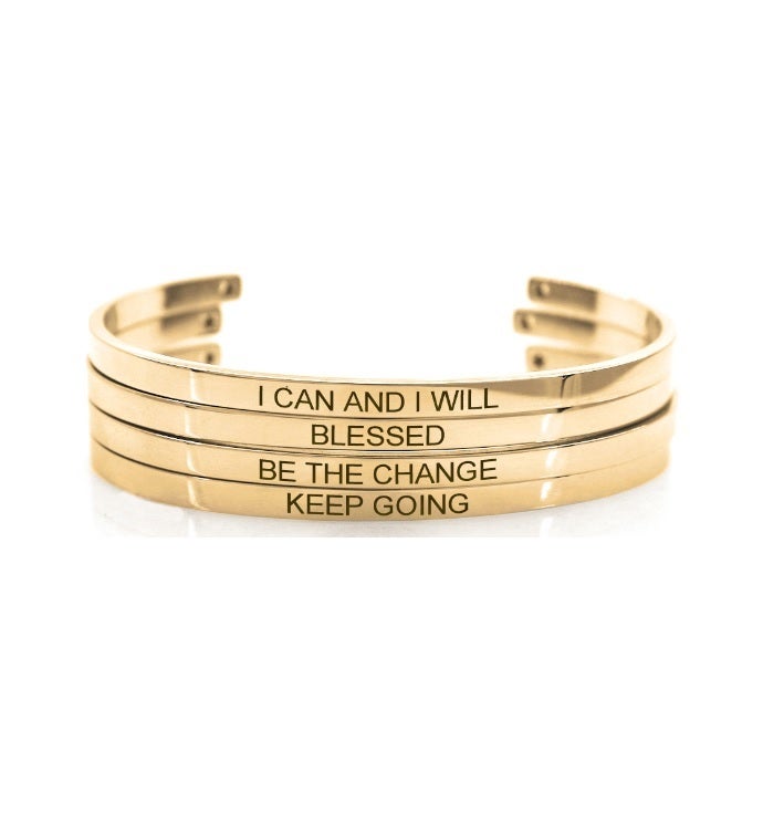 Anavia - Be The Change Motivational Cuff Bangle Bracelet