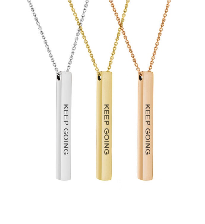 Anavia - "keep Going" 4-sided Bar Stainless Steel Necklace