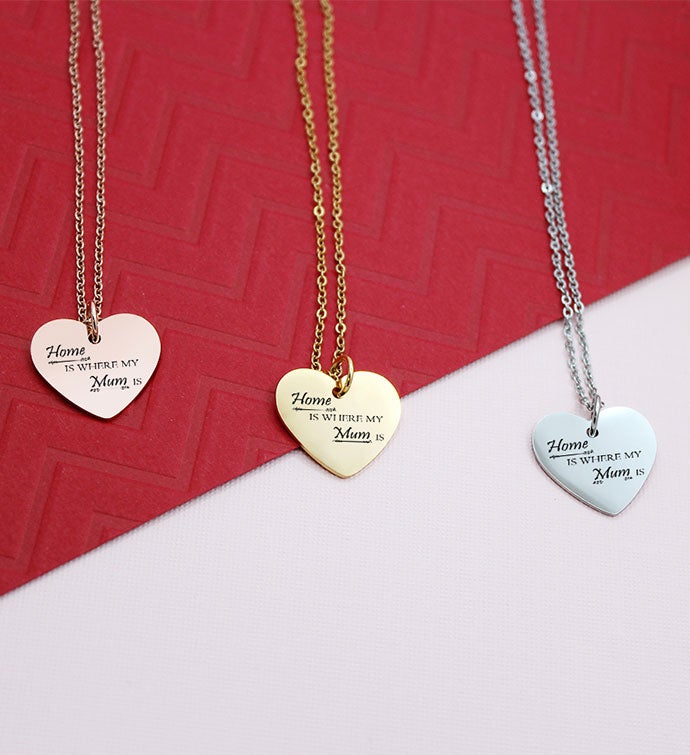 Anavia   Home Is Where My Mum Is Heart Pendant Necklace
