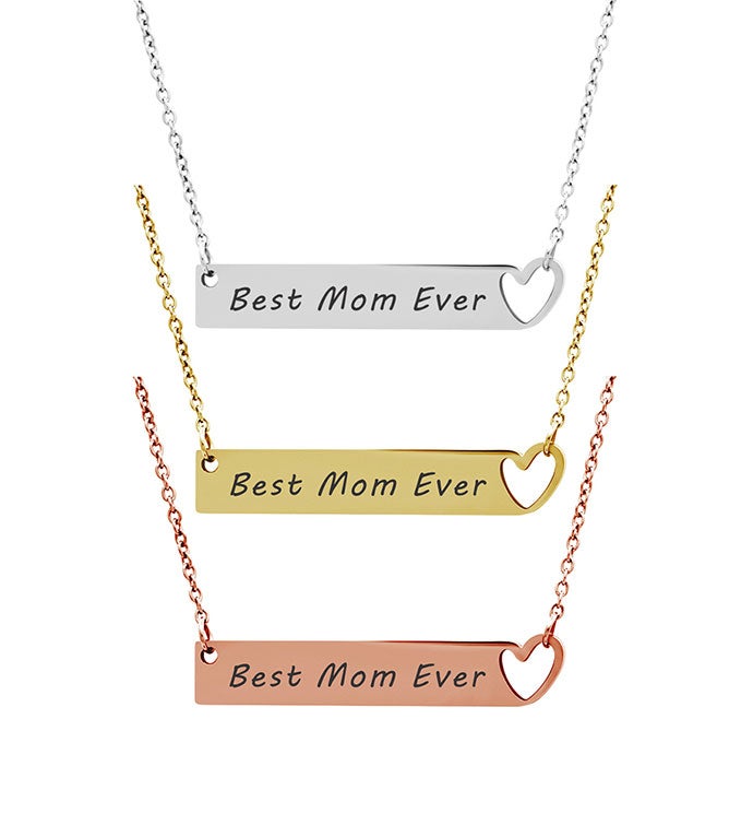 Anavia   Best Mom Ever Heart Cut out Bar Necklace