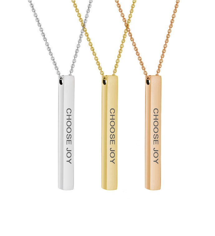 Anavia - "choose Joy" 4-sided Bar Stainless Steel Necklace