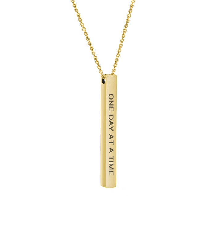 "One Day At A Time" 4 sided Bar Necklace