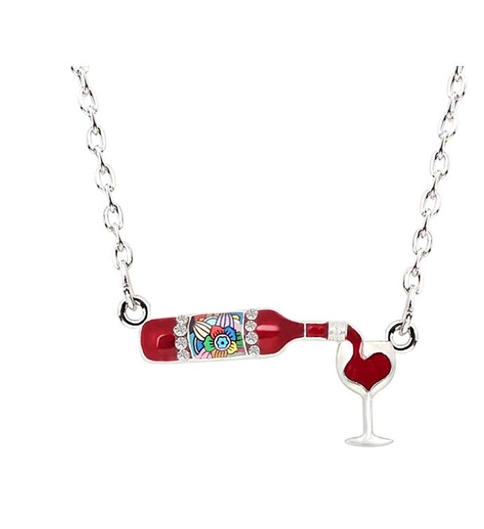 Art Deco Wine Bottle Pendant Necklace