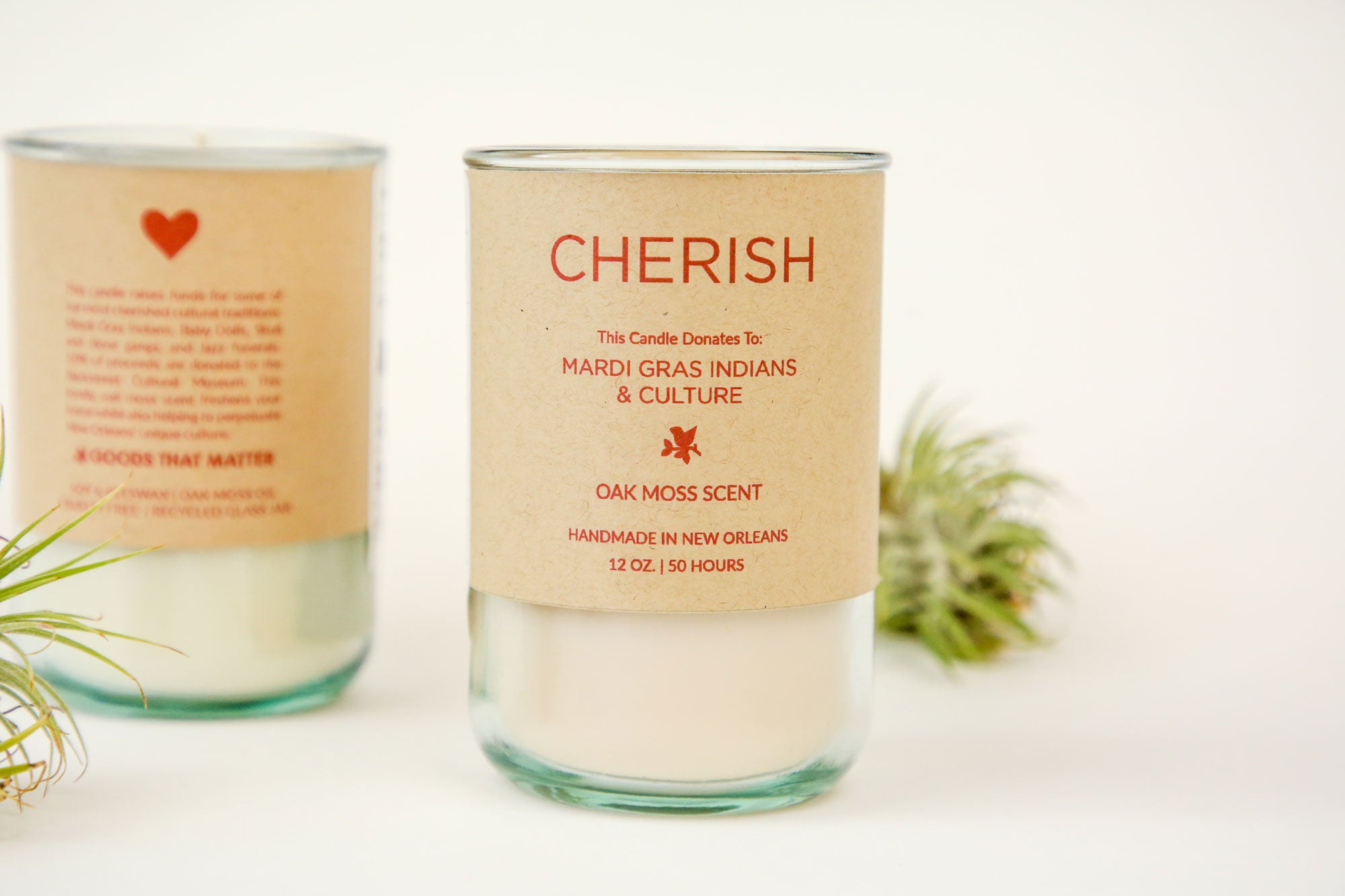 Cherish - Oak Moss Scent Candle, Gives To Mardi Gras Indians & Culture