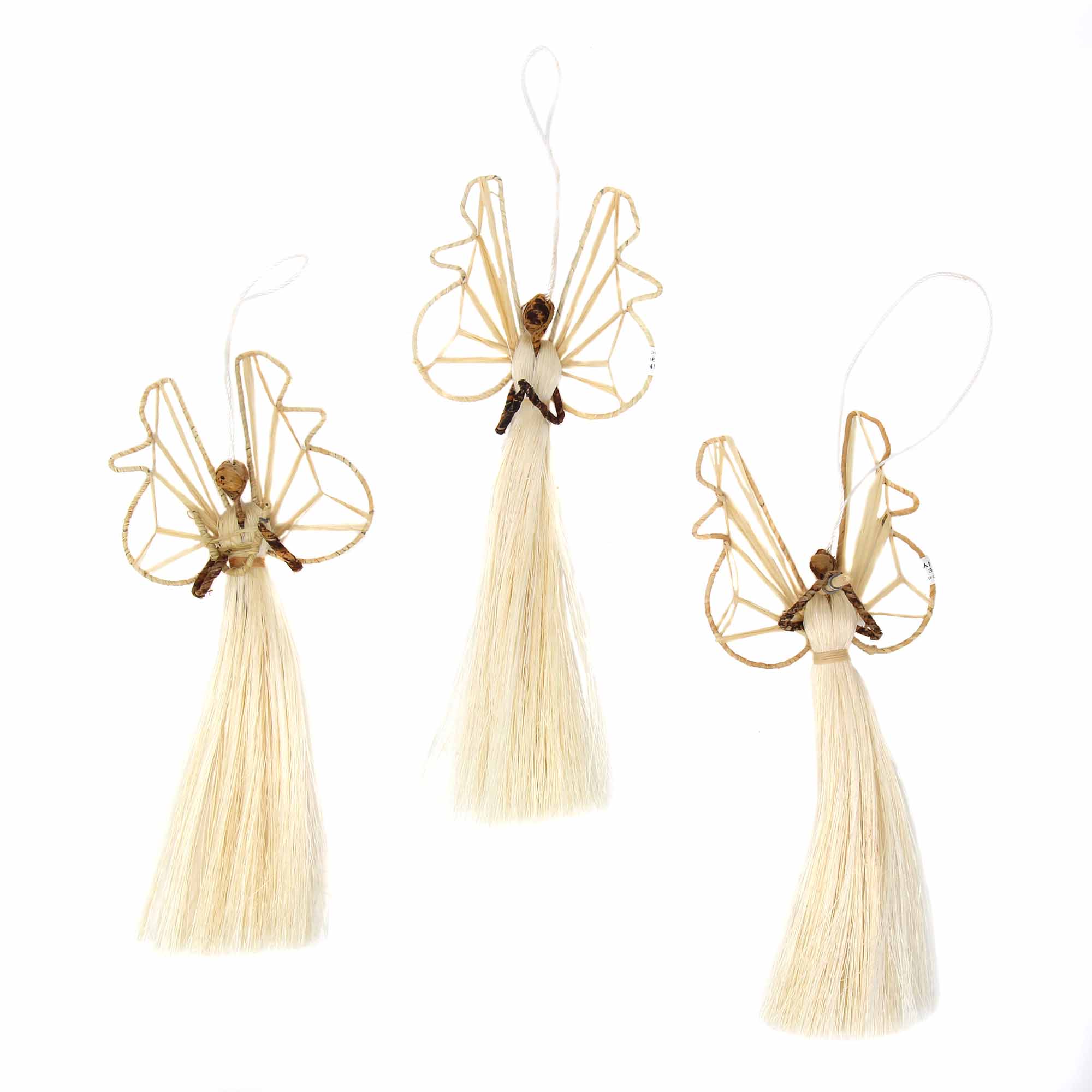 Handmade Sisal Grass & Banana Leaf Angel Holding Harp