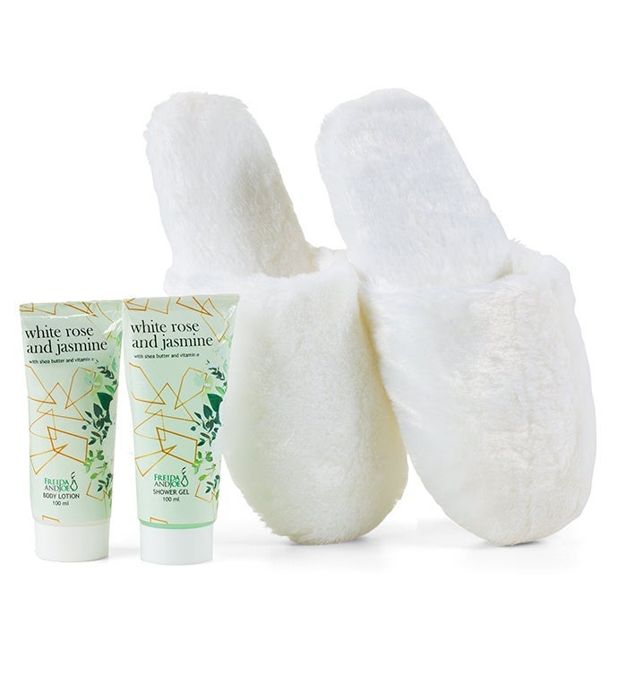 White Rose & Jasmine Bath And Body Spa Slippers Gift Set