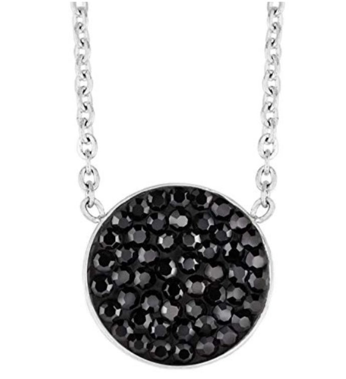 Crystal Encrusted Circle Pendant Necklace