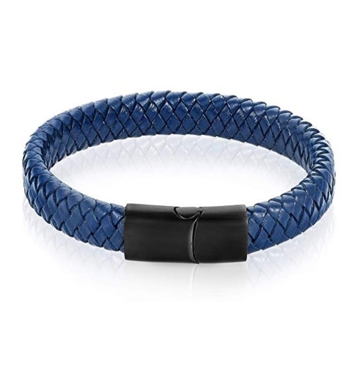 Bold Stainless Steel Braided Leather Bracelet