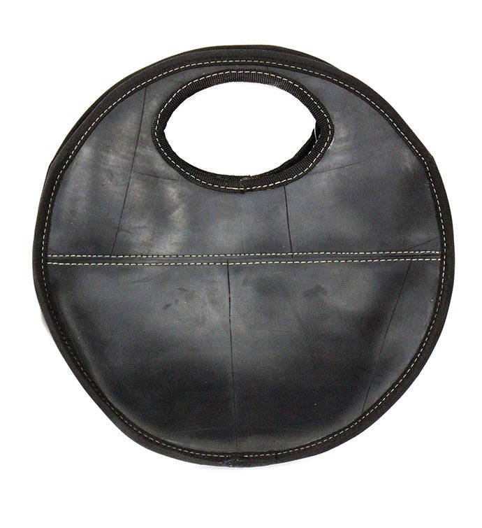Handmade Recycled Tire Rubber Round Clutch Handbag