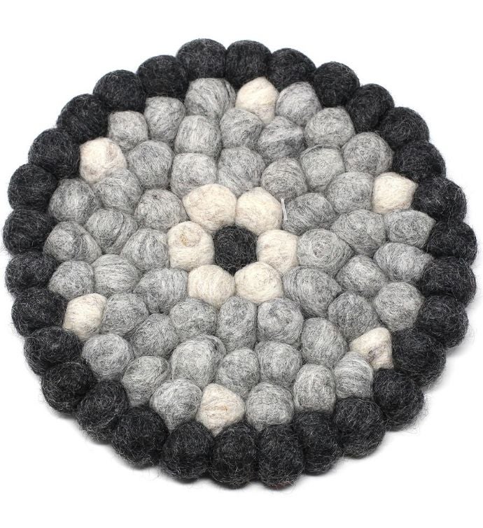 Hand Crafted Felt Ball Wool Trivet From Nepal