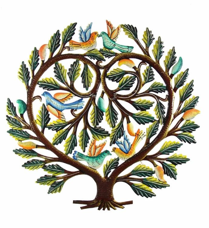 Handmade Painted Tree of Life Steel Wall Decor