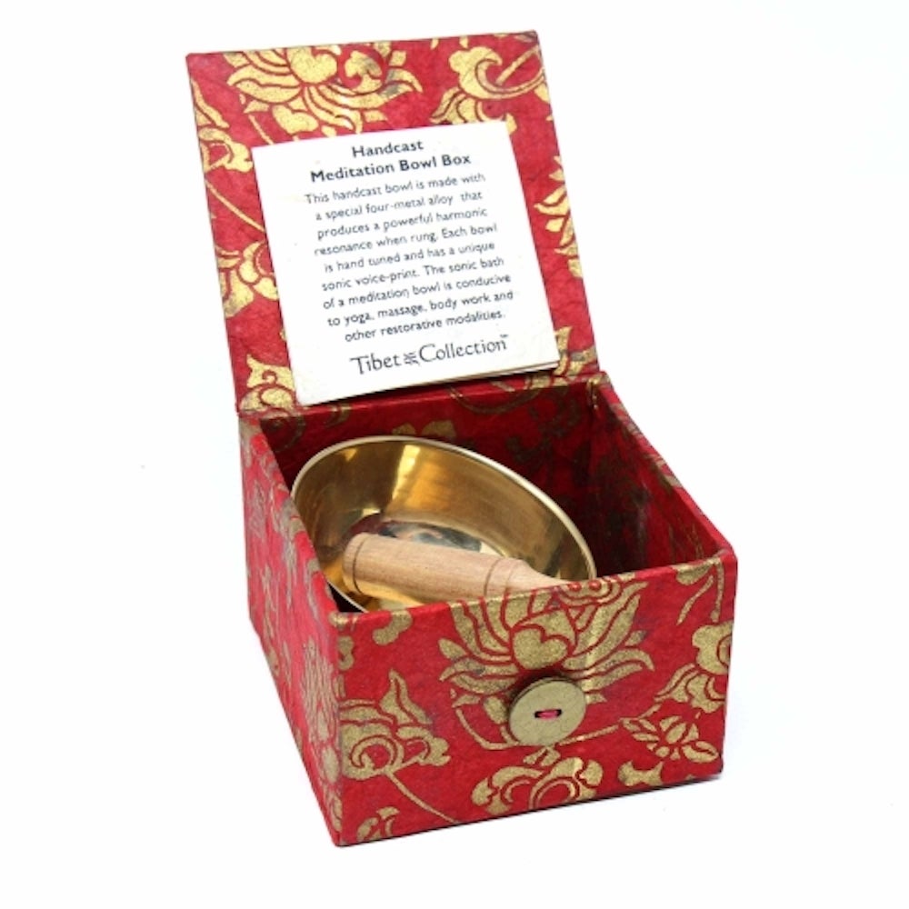 Handmade 3" Meditation Singing Bowl, Red Lotus