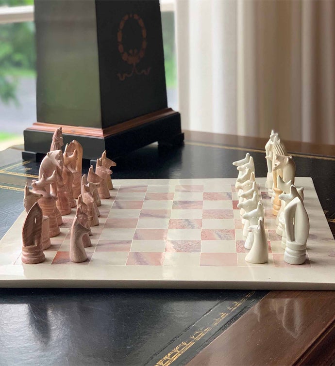 Hand carved Soapstone Chess Set, Animal Pieces