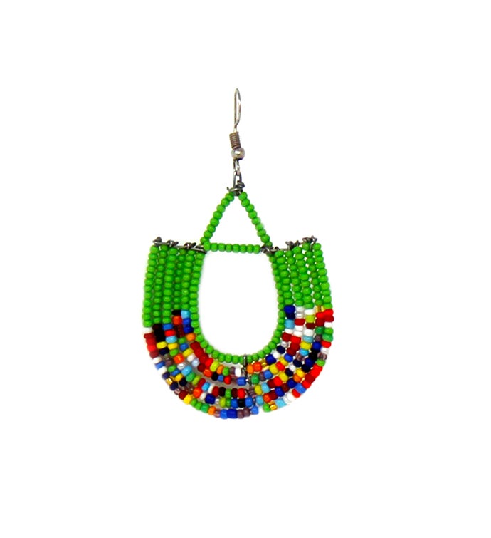 Handmade Maasai Bead Basket Dangle Earrings