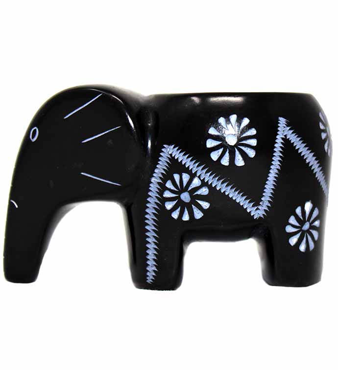 Hand-carved Elephant Soapstone Tea Light