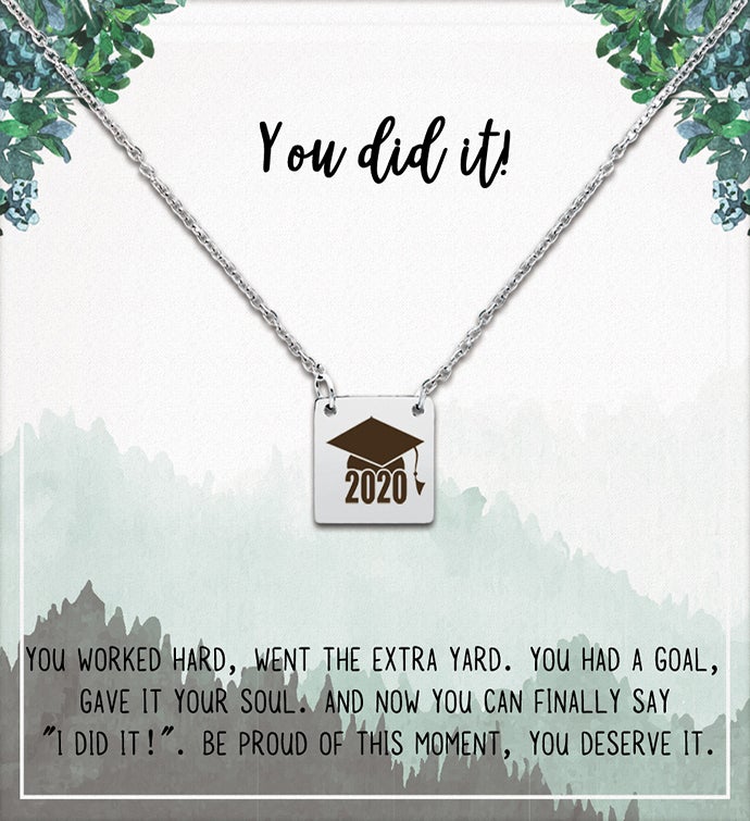 Anavia Class Of 2020 Graduation Gift Square Dainty Pendant Necklace