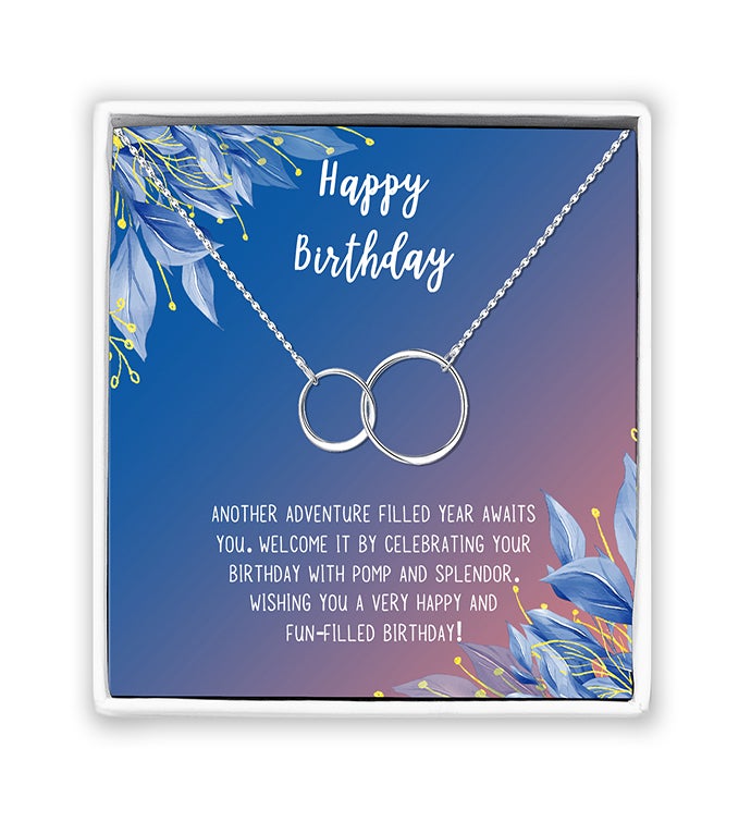 Infinity Ring Necklace With Happy Birthday Card And Gift Box