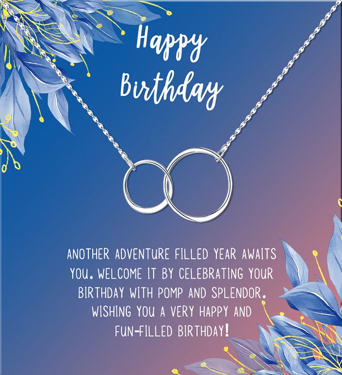 Infinity Ring Necklace With Happy Birthday Card And Gift Box