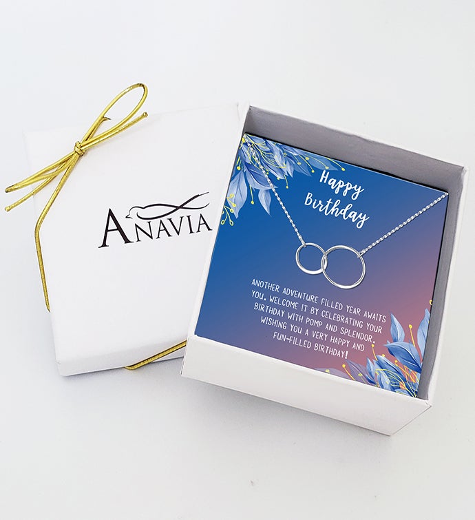 Infinity Ring Necklace With Happy Birthday Card And Gift Box