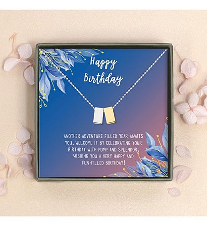 Cube Necklace With Happy Birthday Card And Gift Box