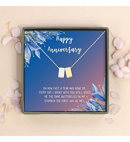 Mini Cube Necklace Happy Anniversary Card And Gift Box
