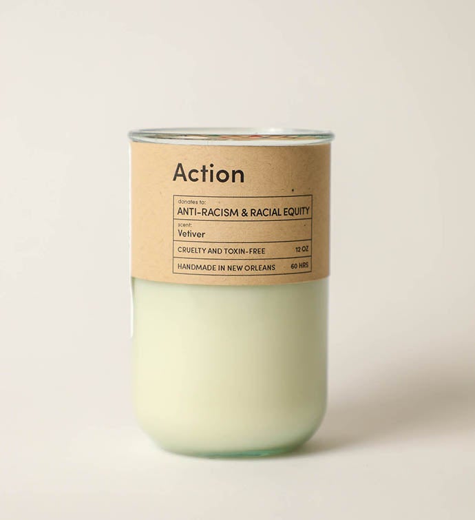 Action   Vetiver Scent Candle, Gives To Racial Equity & Anti Racism