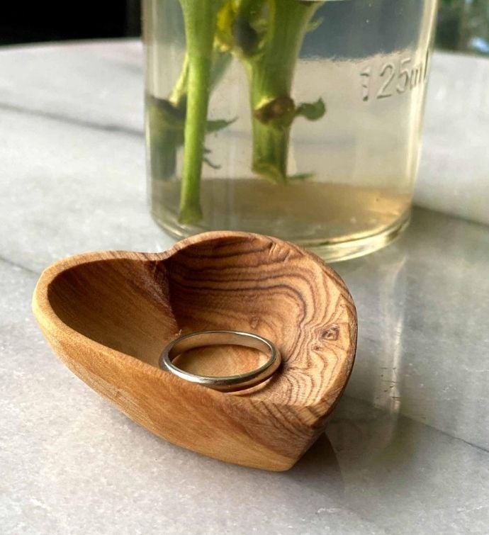 Petite Olive Wood Trinket Bowls  Set of 2