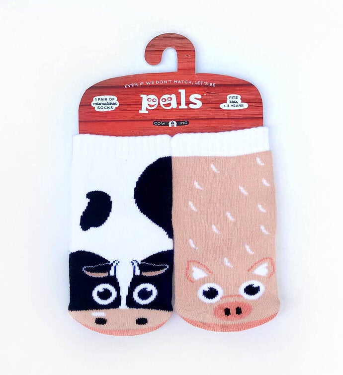 Cow & Pig Toddler Mismatched Socks