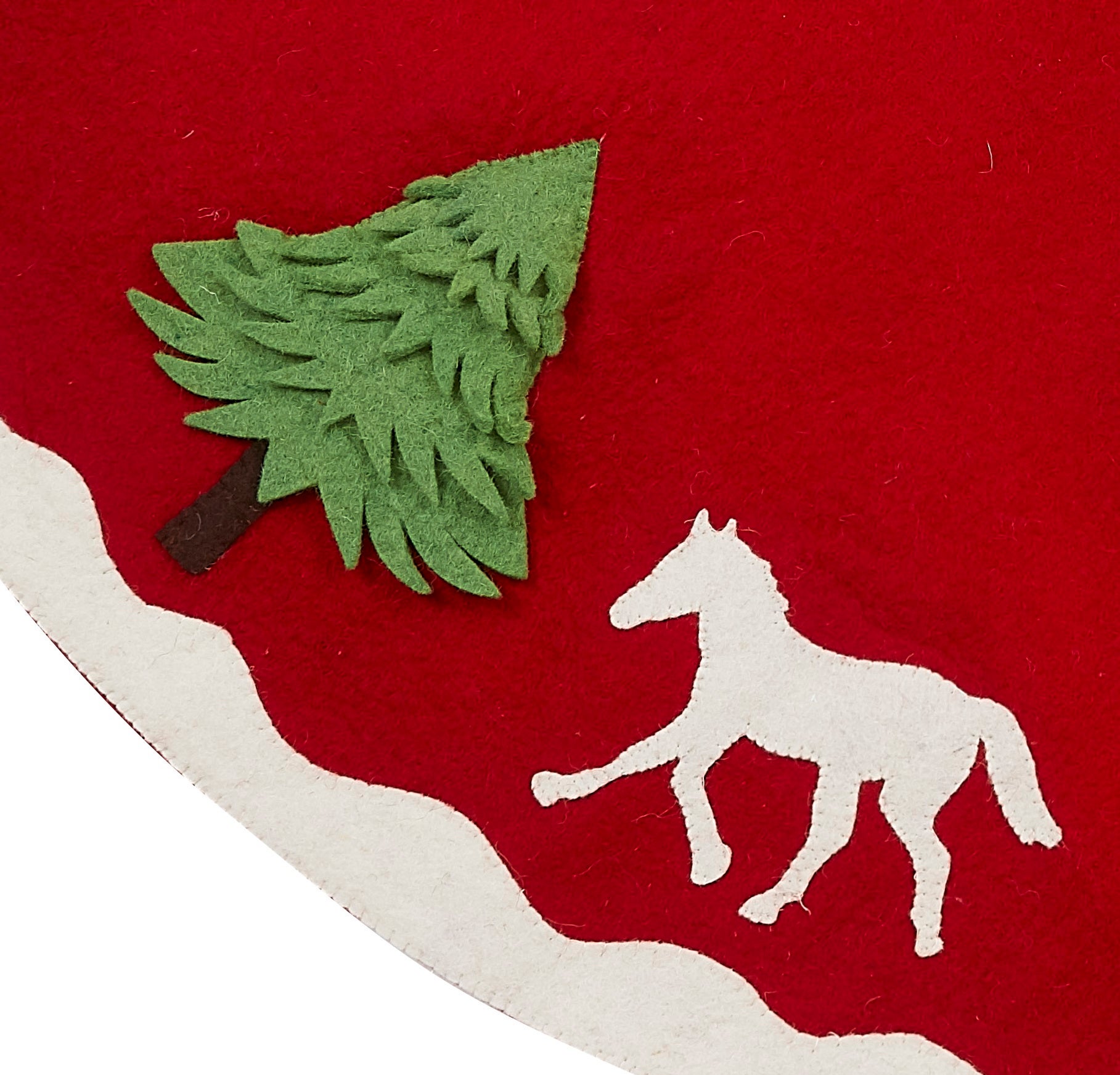 Handmade Christmas Tree Skirt In Hand Felted Wool   Dogs And Horses   60"