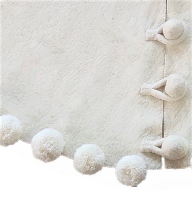 Cream Pom Poms On Cream Handmade Felt Christmas Tree Skirt