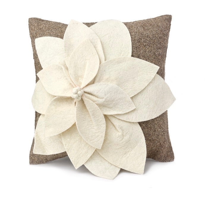 Hand Felted Wool Pillow 3d Flower