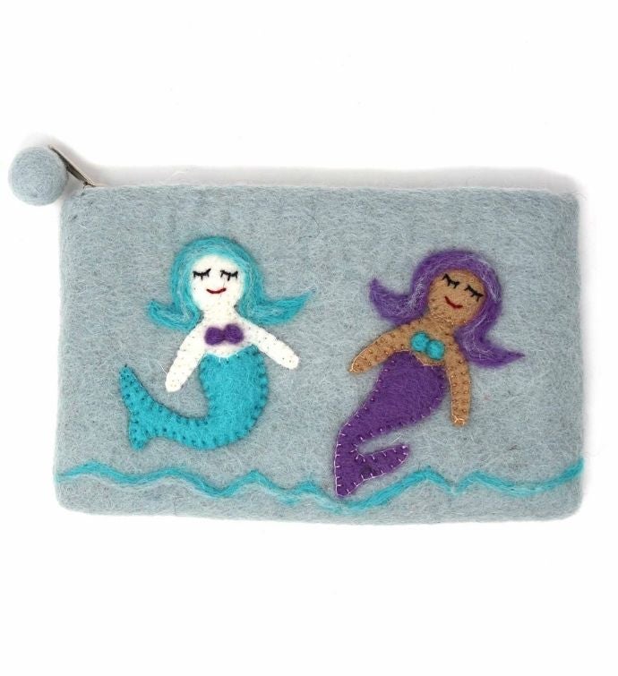 Handmade Mermaid Friends Felt Zipper Pouch