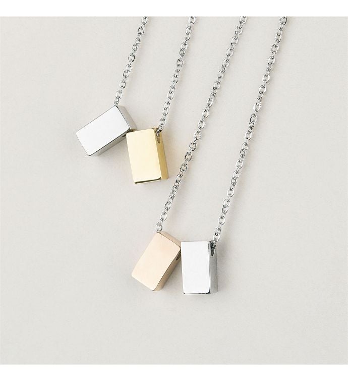 Confirmation Sponsor Gift Box Double Cube Necklace and Card