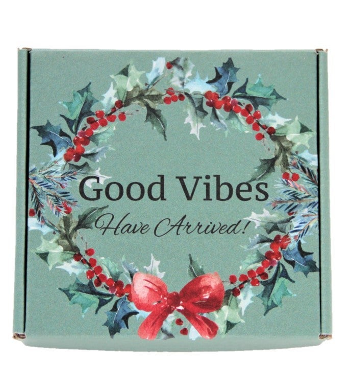 Good Vibes Gift Box   Sage   "Happy Holidays" Card