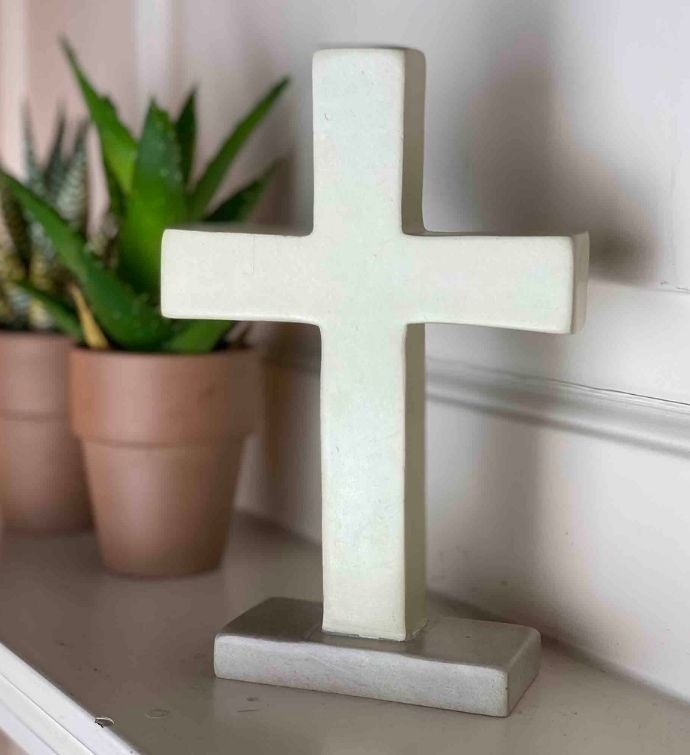 Soapstone Traditional Standing Cross With Banana Fiber Storage Box