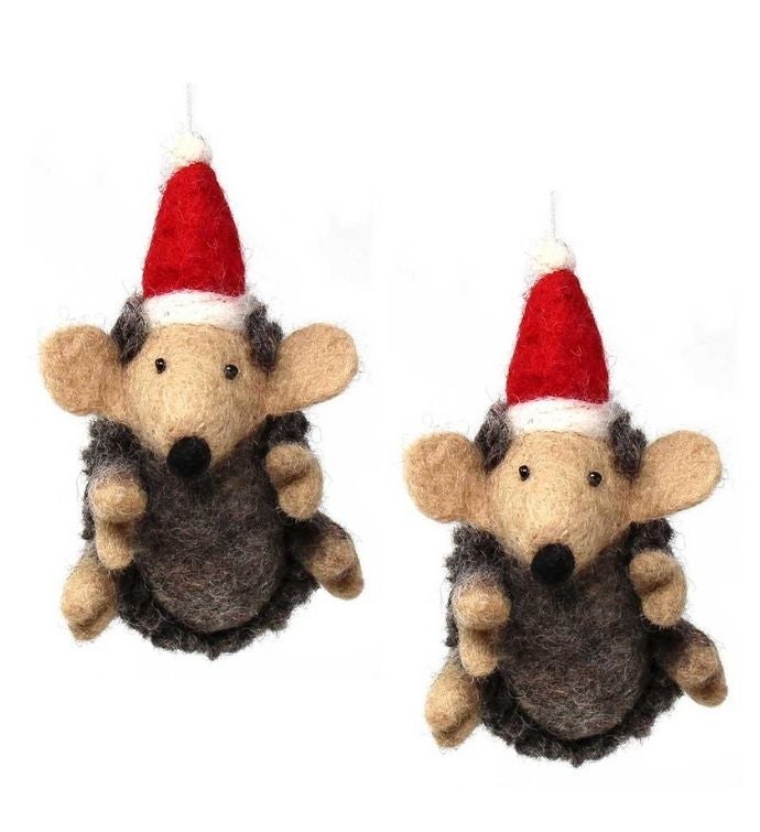 Handmade Hedgehog Felt Ornaments