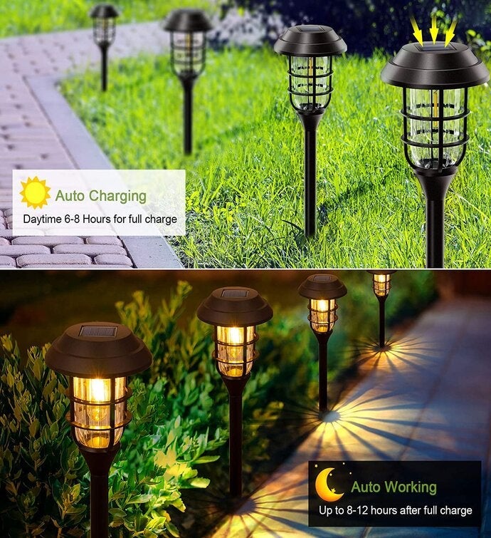 8 Pk Solar Led Garden Pathway Lawn Ground Yard Light