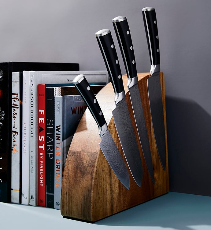 Rosewood Magnetic Knife Holder & Acacia Knife Set – Wood-2Art
