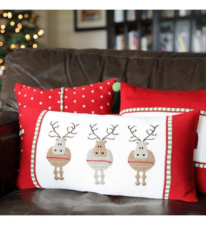 Round Reindeer Lumbar Pillow