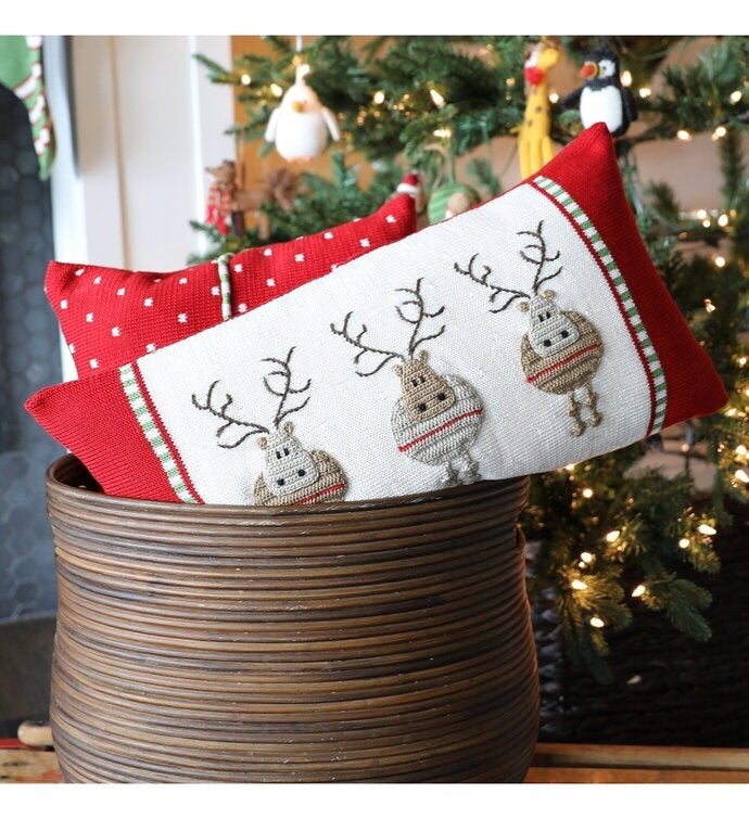 Round Reindeer Lumbar Pillow
