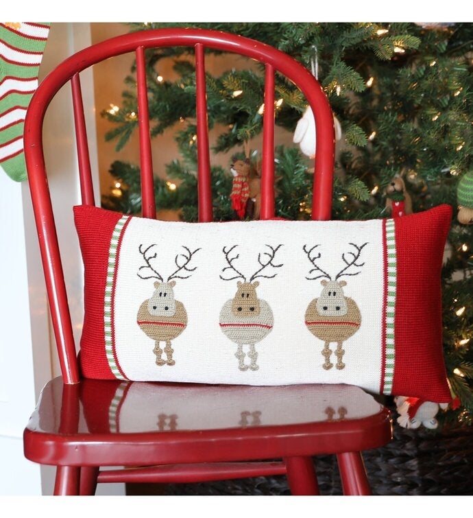 Round Reindeer Lumbar Pillow