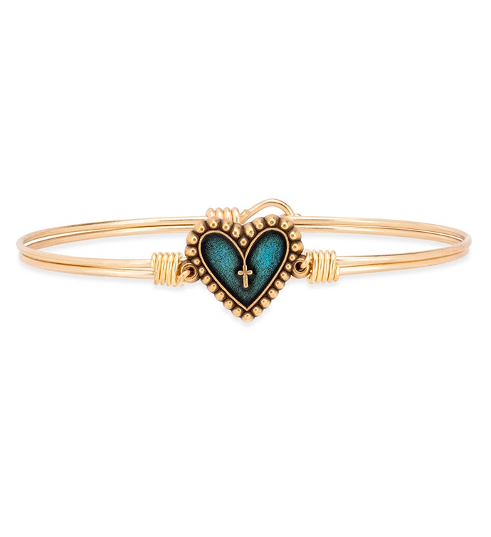 Rosary Heart Bangle Bracelet