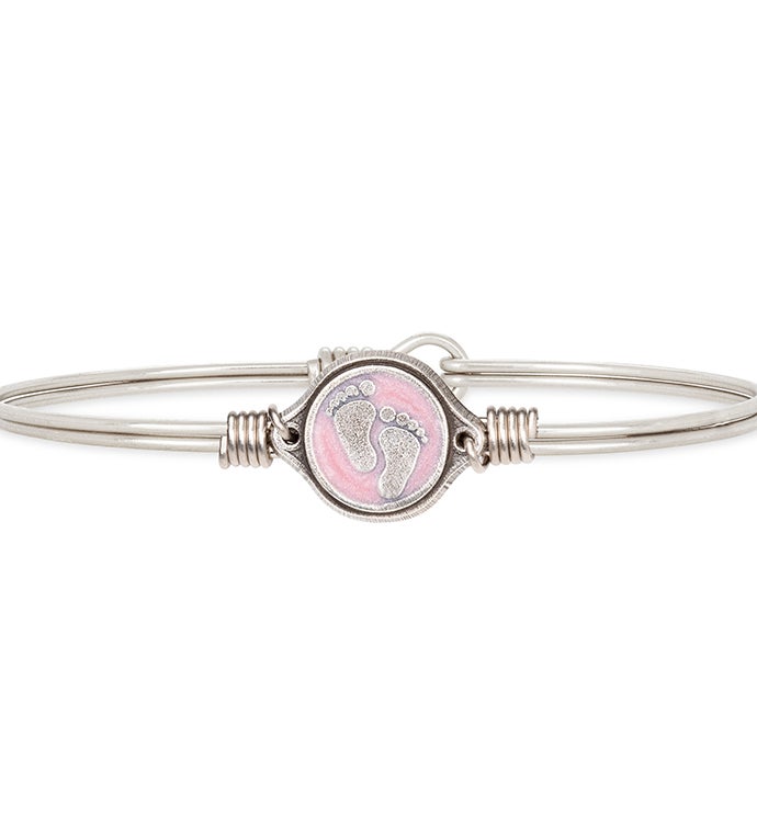 Little Footsteps Bangle Bracelet In Pink