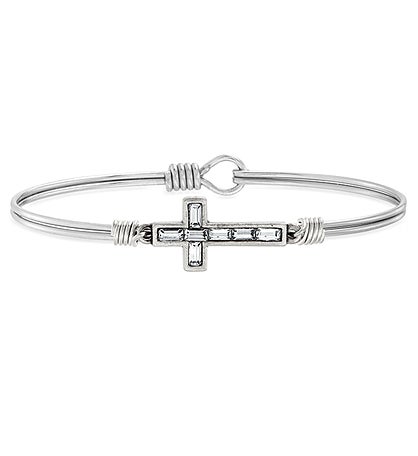 Crystal Baguette Cross Bangle Bracelet